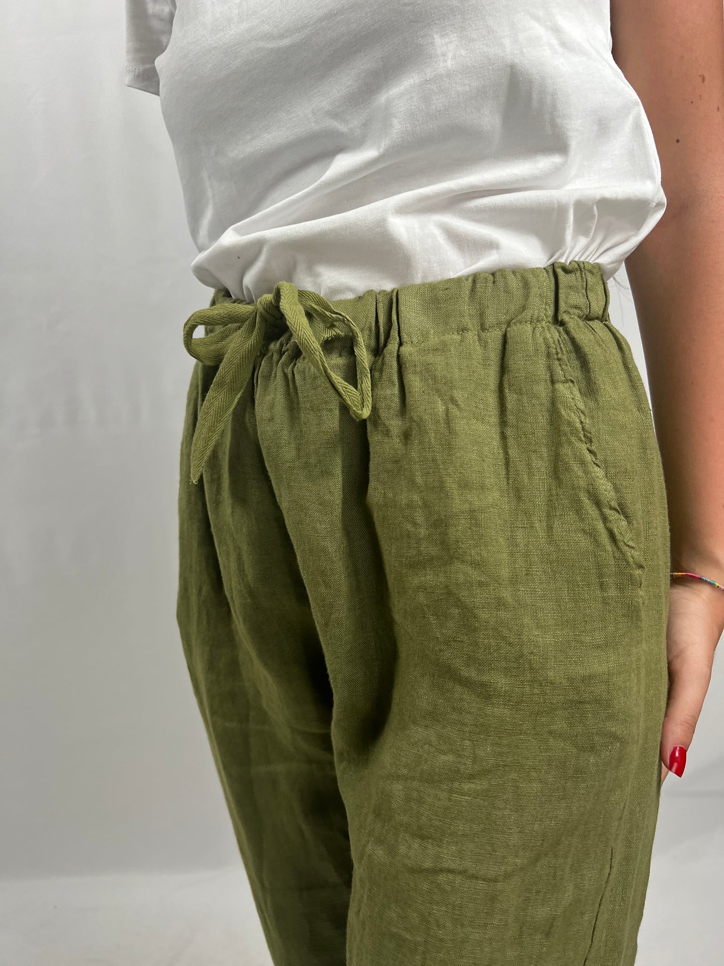 Pantaloni in lino con coulisse